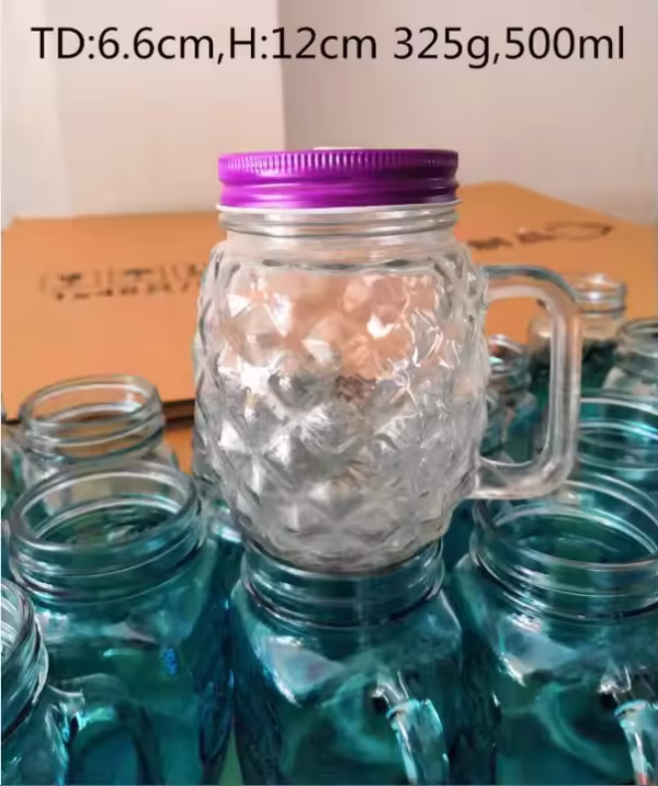 Wholesale 500ml Pineapple Owl Fox Skull Frutta Del Prato Glass Mason Jar with Handle/juice Mug /glass Mug with Lid and Straw - Image 2