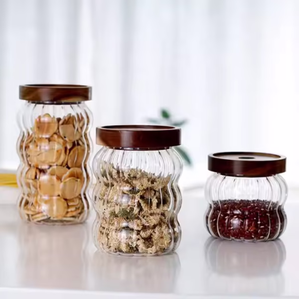 Pumpkin Textured High Borosilicate Glass Dried Fruit Storage Jar - Image 3