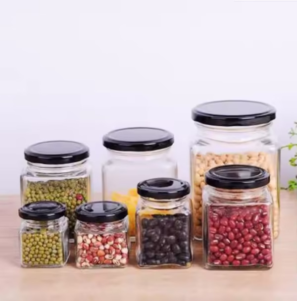 square Glass Honey Jar with Metal Lid,100ml/200ml/380ml/750ml square Glass Jar for Jam and Honey - Image 2