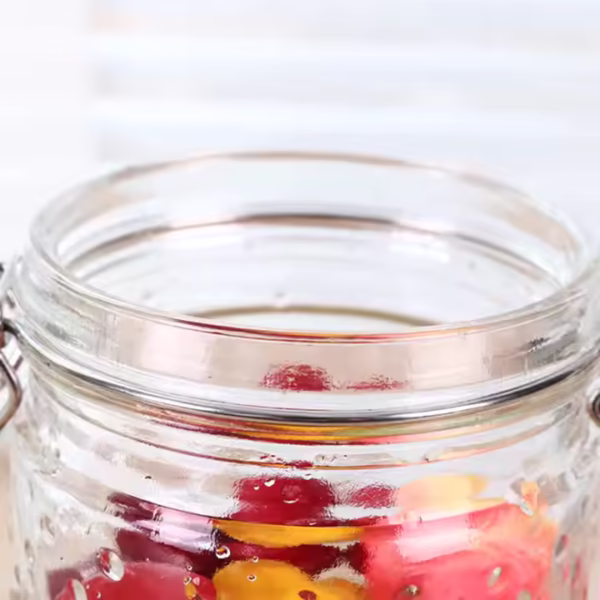 Soda Lime Glass Storage Jar with Hemp Dot Pattern - Image 4