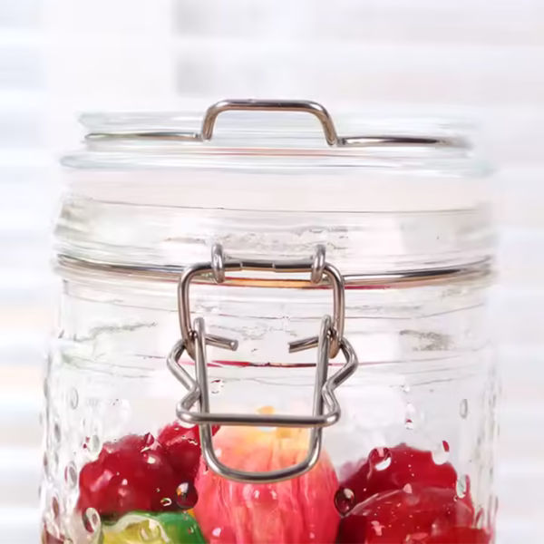Soda Lime Glass Storage Jar with Hemp Dot Pattern - Image 3