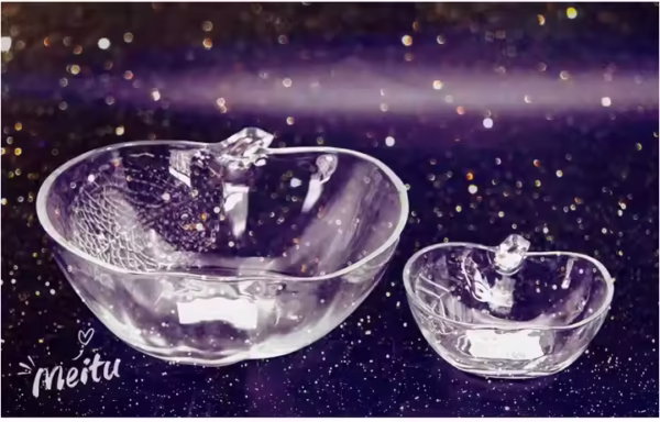 Apple Shape Glass Bowls With Leaf Design Glass Bowl Set Fruit Salad Bowl - Image 2