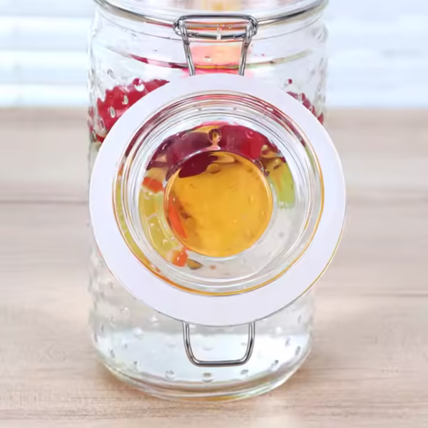 Soda Lime Glass Storage Jar with Hemp Dot Pattern - Image 2
