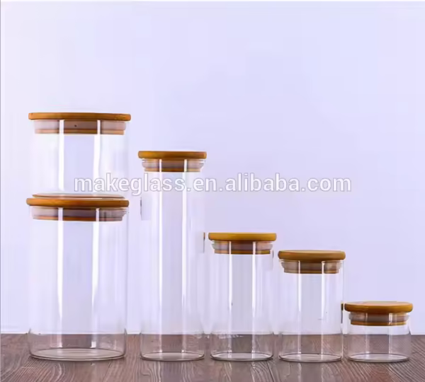 Borosilicate Glass Storage Jar with Bamboo Lid, Glass Food Container with Bamboo Lid - Image 3