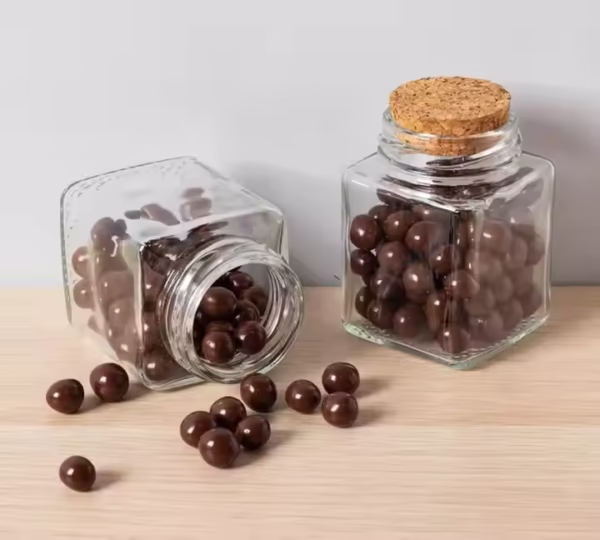 3.5OZ Mini Small Clear Square Glass Jar with Cork Lid - Image 6