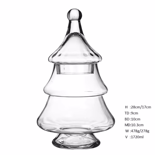 Christmas Tree Shaped clear Glass Candy Jar - Image 6