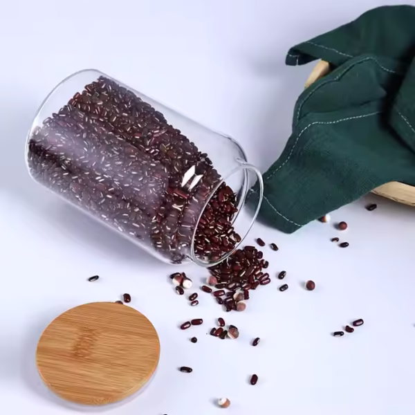 Customizable Specifications High Borosilicate Glass Storage Jar with Bamboo Lid - Image 4